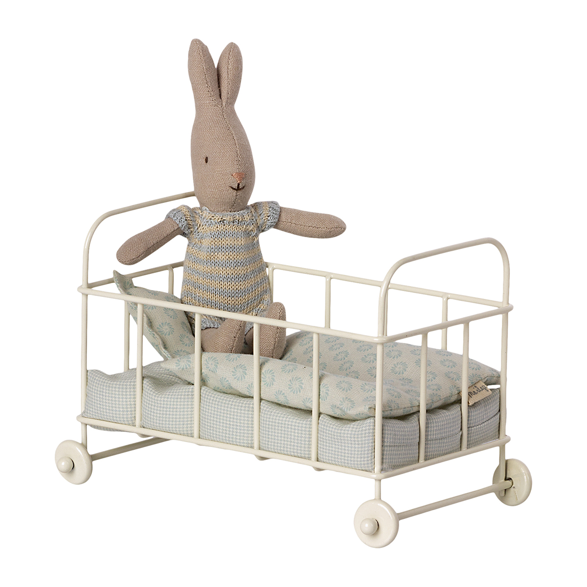 Maileg Kinderbett, Mikro, blau, 10x16cm 03