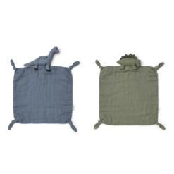 Liewood Agnete Kuscheltuch „Dino blue wave : faune green mix“ 01