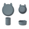 Liewood Cyrus Silikon Geschirr-Set Junior „Rabbit whale blue“