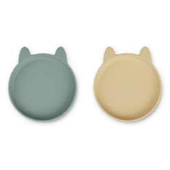 Liewood Olivia Teller „Rabbit peppermint wheat yellow mix“ aus Silikon, 2er-Set 01