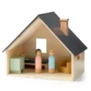 Sebra Puppenhaus mit Möbeln und Puppen aus Holz, 33x24x28cm