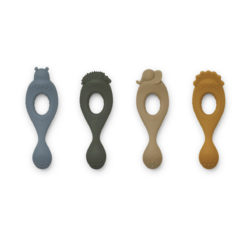 Liewood Liva Silikon-Löffel „Safari/blue multi mix“, 4er-Set