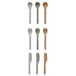 Liewood Ryan Kinderbesteck „Blue multi mix“, aus PLA, 9er-Set