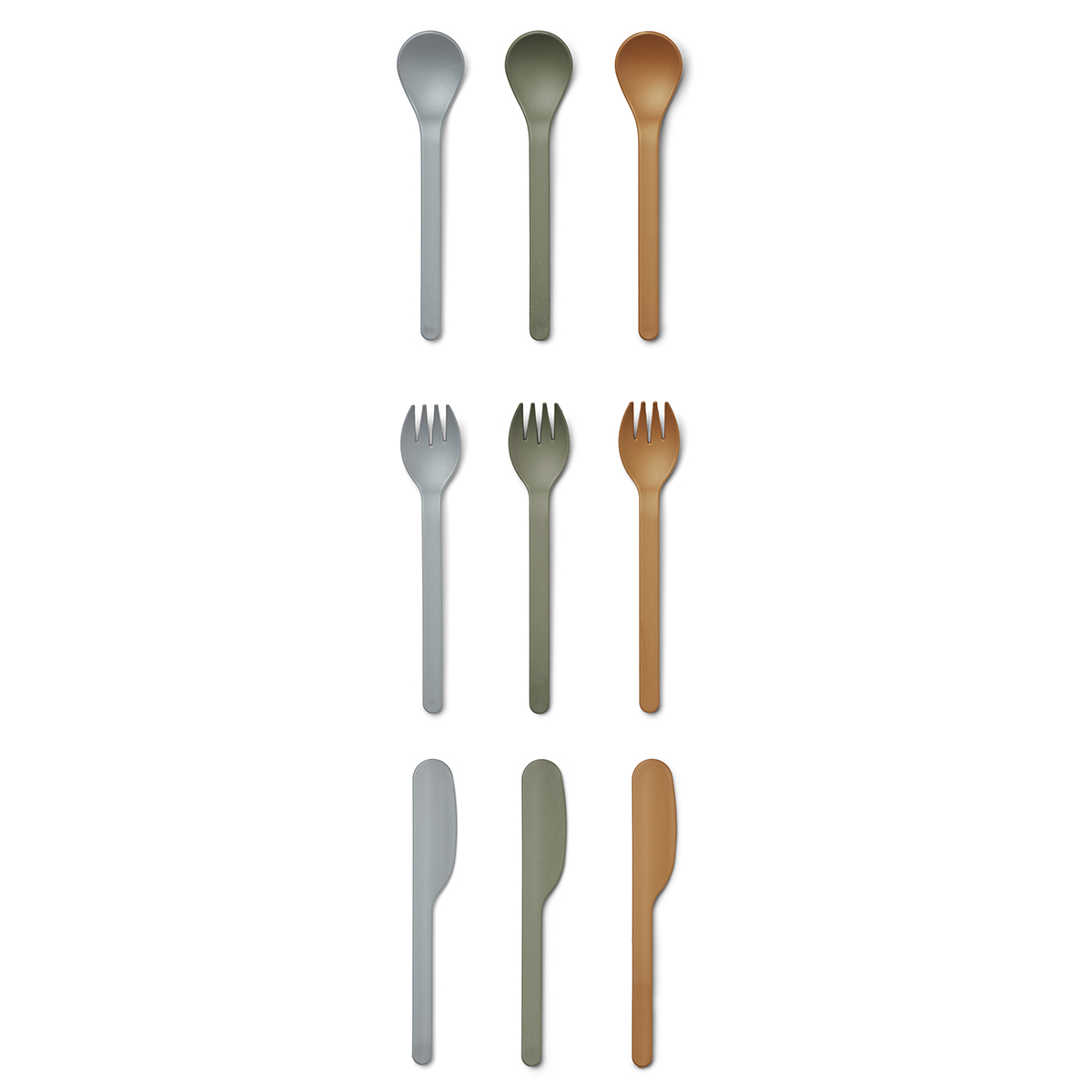 Liewood Ryan Kinderbesteck „Blue multi mix“, aus PLA, 9er-Set