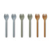Liewood Selena Kindergabel „Blue multi mix“, aus PLA, 6er-Set