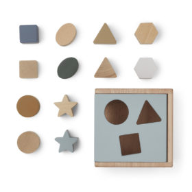 Liewood Puzzle-Würfel Mark „Geometric blue fog multi mix“, 15x15cm