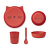 Liewood Brody Geschirr-Set Junior „Cat apple red“, aus PLA