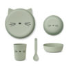 Liewood Brody Geschirr-Set Junior „Cat dusty mint“, aus PLA