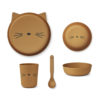 Liewood Brody Geschirr-Set Junior „Cat golden caramel“, aus PLA 01