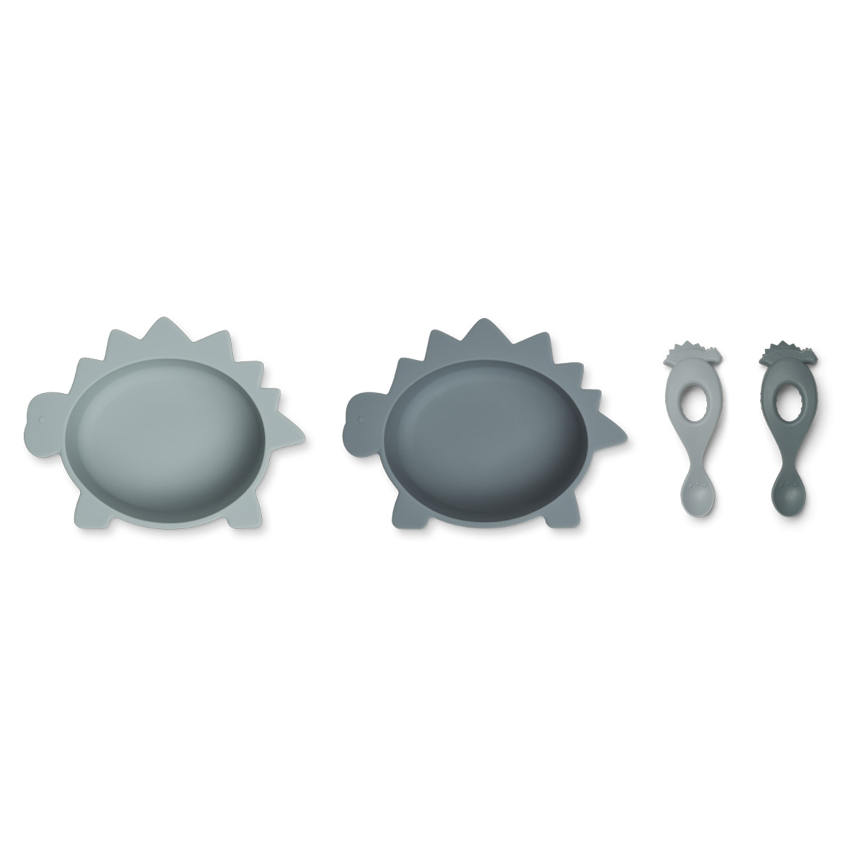 Liewood Evan Silikon Schlüssel-Löffel-Set Baby „Dino blue mix“, 4-teilig 01