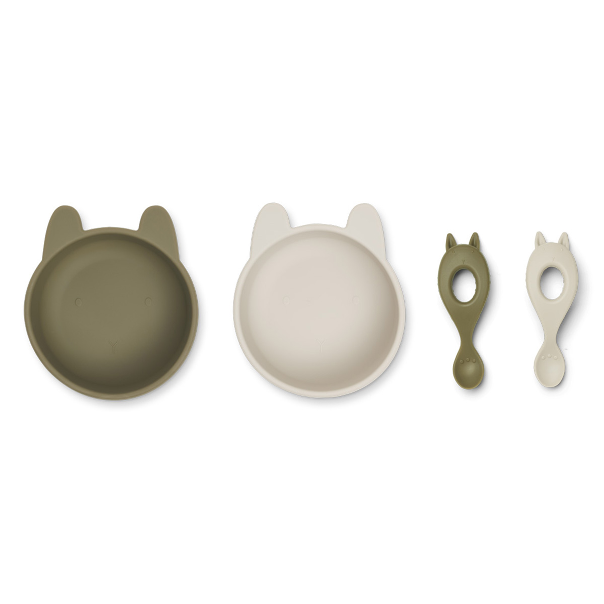 Liewood Evan Silikon Schlüssel-Löffel-Set Baby „Rabbit khaki / sandy mix“, 4-teilig 02