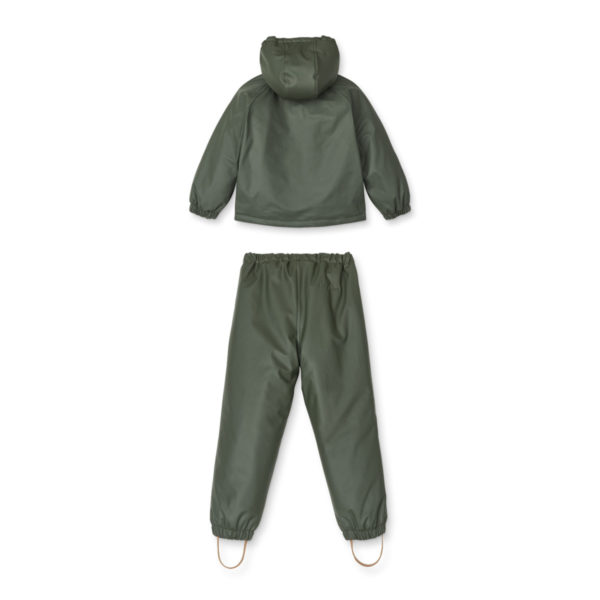 Liewood Ivy gefüttertes Regenbekleidungs-Set „Hunter green“ hinten