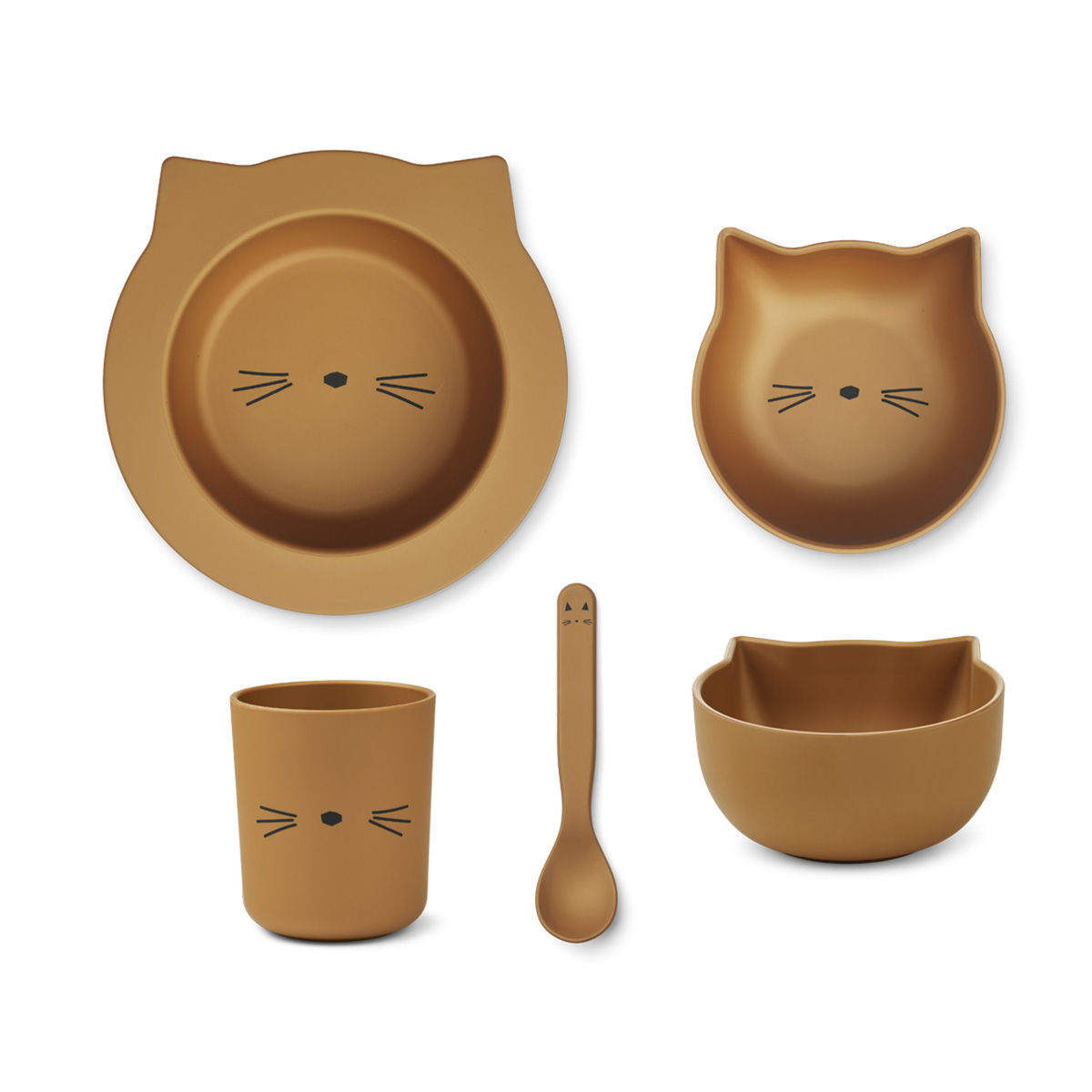 Liewood Joana Geschirr-Set Baby „Cat golden caramel“, aus PLA 01