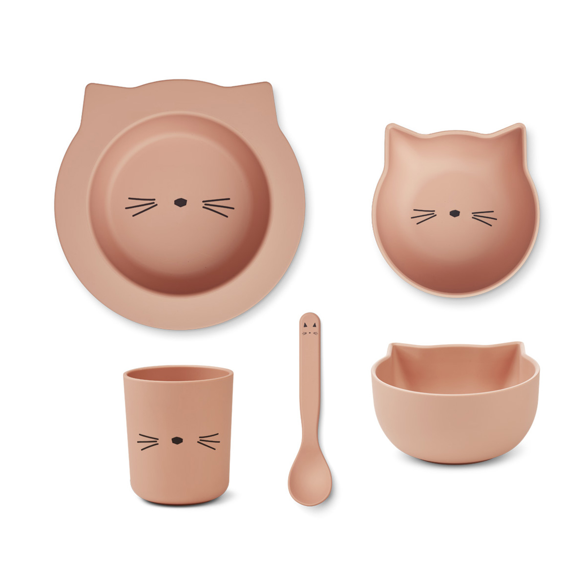 Liewood Joana Geschirr-Set Baby „Cat rose blush“, aus PLA
