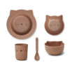 Liewood Joana Geschirr-Set Baby „Cat tuscany rose“, aus PLA