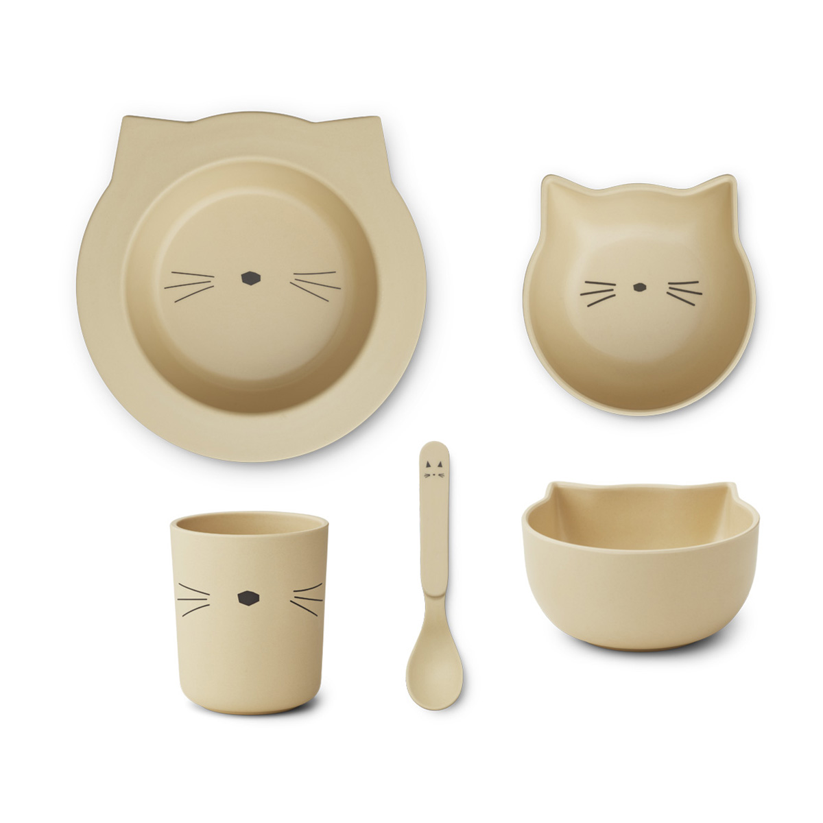 Liewood Joana Geschirr-Set Baby „Cat wheat yellow“, aus PLA