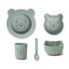 Liewood Joana Geschirr-Set Baby „Mr Bear peppermint“, aus PLA