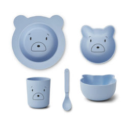 Liewood Joana Geschirr-Set Baby „Mr Bear sky blue“, aus PLA