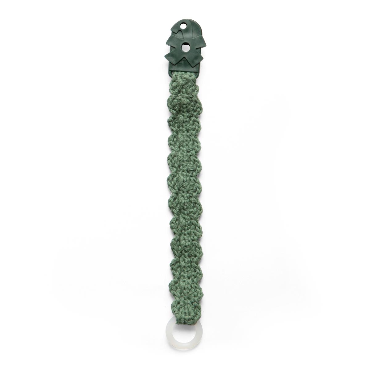 Sebra Häkel-Schnullerkette, Schnullerband, bottle green