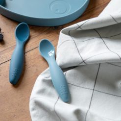 Sebra Silikon Kinderlöffel-Set, vintage blue, 2er-Set 02