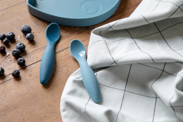 Sebra Silikon Kinderlöffel-Set, vintage blue, 2er-Set 02