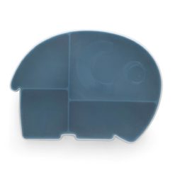 Sebra Silikon Teller mit Deckel, Fanto der Elefant, nordic blue 01