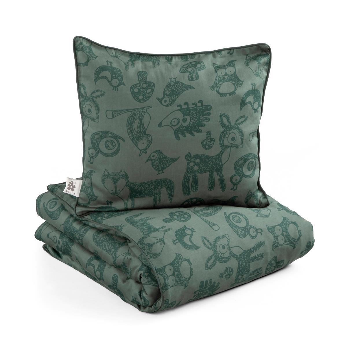 DELISTED Sebra Baby-Bettwäsche Forest „bottle green“, 100x70cm / 45x40cm