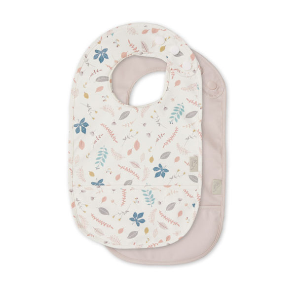Cam Cam Lätzchen mit Auffangtasche „ Pressed Leaves Rose : Dusty Rose“, L36cm