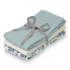 Cam Cam Mulltuch „Fiori, Petroleum, Creme White“, 3er-Set, GOTS, 70x70cm 01