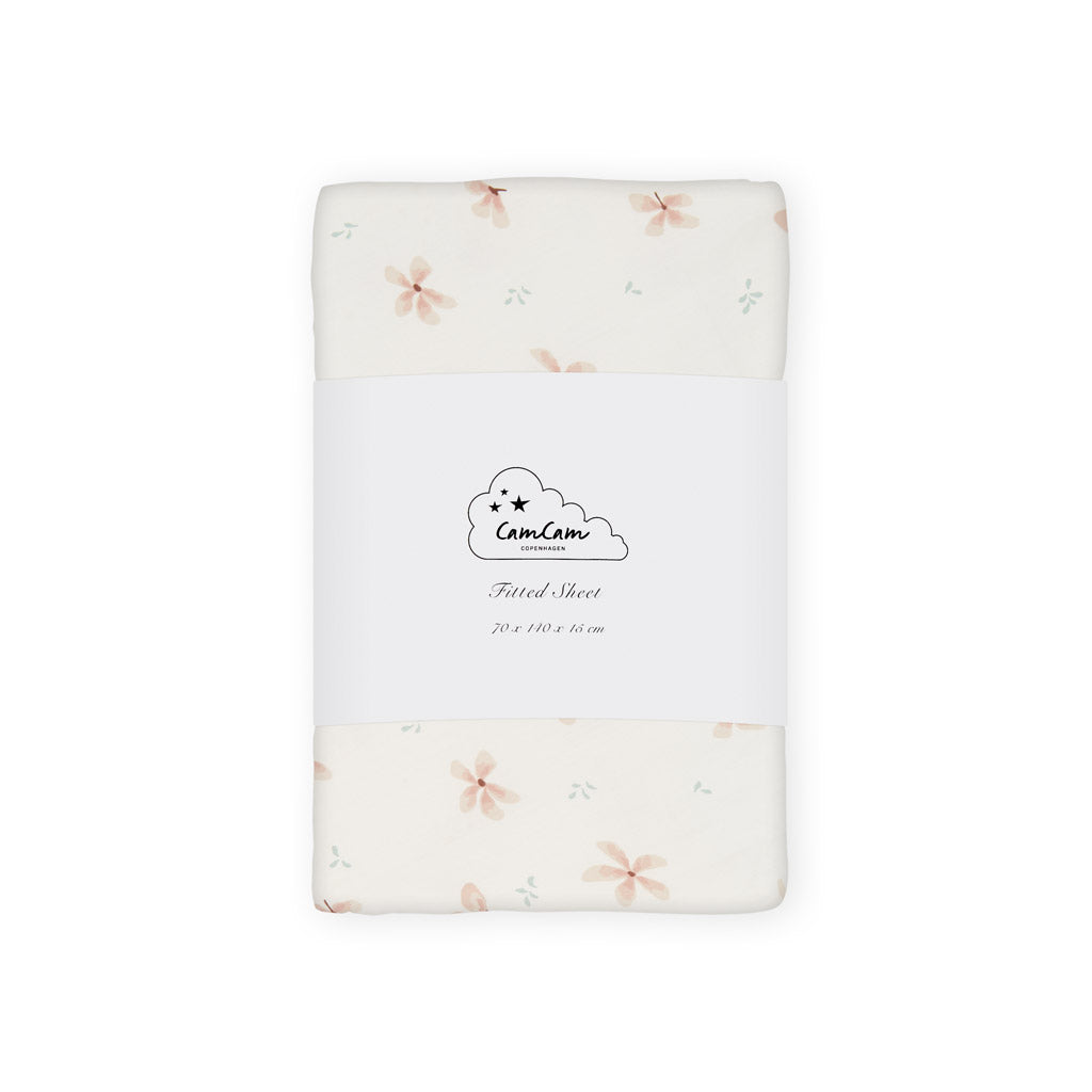 Cam Cam Spannbettlaken „Wildflower Creme“, 70x140x15cm, GOTS