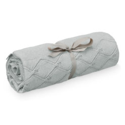 Cam Cam Strickdecke Blatt „Blue Mist“, GOTS, 80x100cm