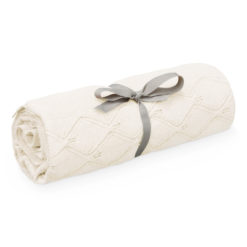 Cam Cam Strickdecke mit Blattmuster „Natural“, GOTS, 80x100cm 01