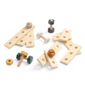 Sebra Bau-Spielset aus Holz, jetty grey, 21-teilig 01