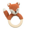 Sebra Häkel-Rassel auf Holzring, Sparky der Fuchs, fox tail red