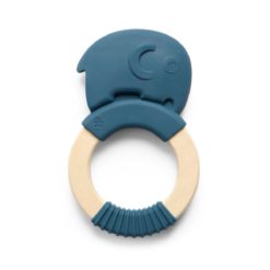 Sebra Silikon Beißring auf Holzring, Fanto, nordic blue