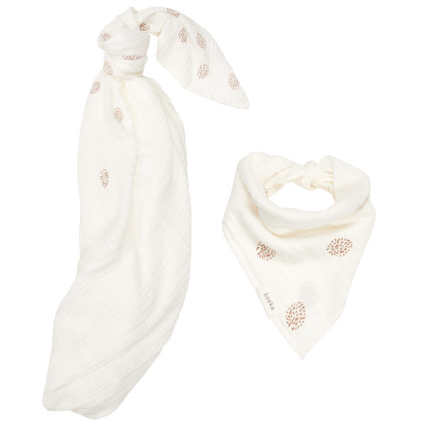 koeka Musselin-Set Wonder „warm white“, Wickeltuch + Spucktuch, 2er-Set 01