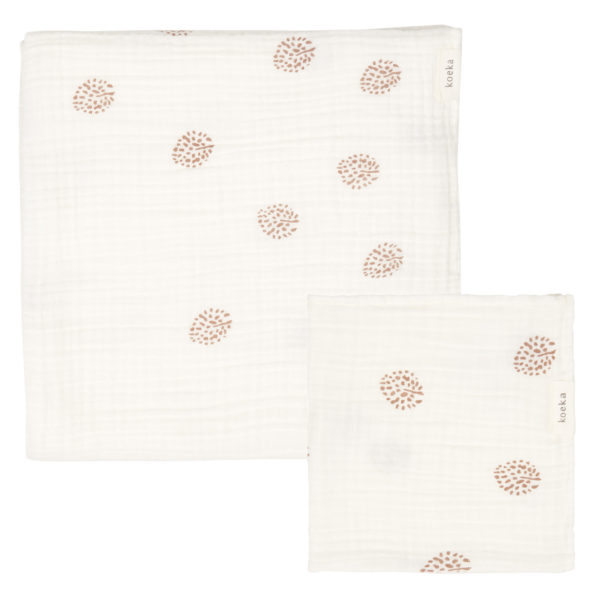 koeka Musselin-Set Wonder „warm white“, Wickeltuch + Spucktuch, 2er-Set 02