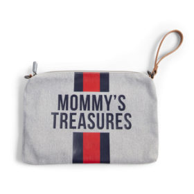 Childhome Mommy Treasures Clutch in grau / rot-blau gestreift, 33x23cm