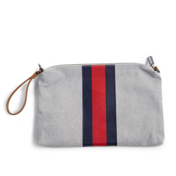 Childhome Mommy Treasures Clutch in grau / rot-blau gestreift, 33x23cm – Bild 2
