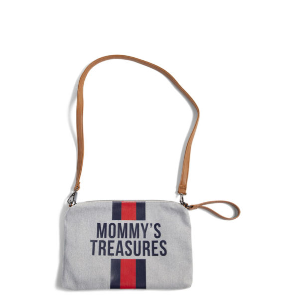 Childhome Mommy Treasures Clutch in grau / rot-blau gestreift, 33x23cm – Bild 3