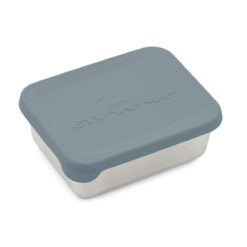 Liewood Ako Snackbox „Dino whale blue“, Edelstahl mit Silikon-Deckel