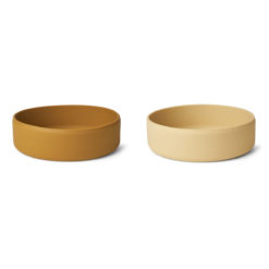 DELISTED Liewood Damina Silikon Kinderschüssel „Golden caramel / safari mix“, 2er-Pack