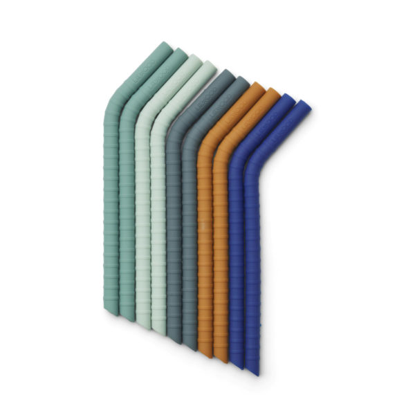 DELISTED Liewood Silikon Strohhalme Jonas „Surf blue multi mix“, 10er-Set