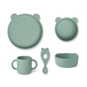 DELISTED Liewood Vivi Silikon Geschirr-Set „Mr. Bear peppermint“, 4er-Set