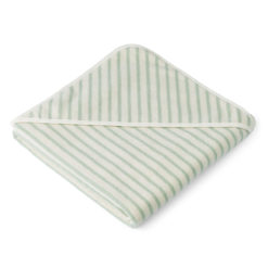 DELISTED Liewood Kapuzenhandtuch Louie „Dusty mint / creme“, gestreift, 100x100cm