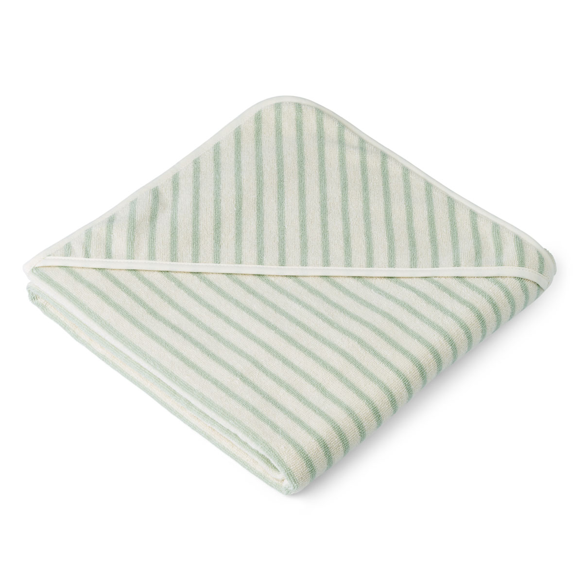 DELISTED Liewood Kapuzenhandtuch Louie „Dusty mint / creme“, gestreift, 100x100cm