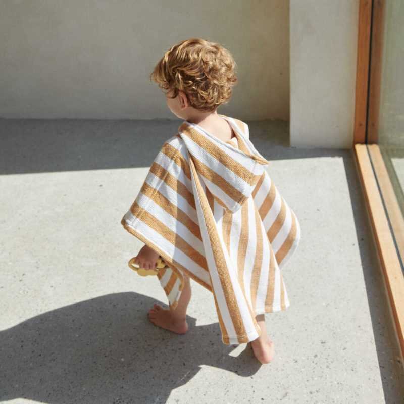 Liewood Paco Junior Poncho Stripe - White / Tuscany rose