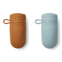 DELISTED Liewood Tanya Smoothie-Flasche „Mustard / sea blue mix“, Silikon, 2er-Pack
