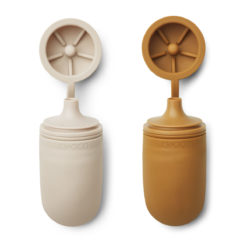 DELISTED Liewood Tanya Smoothie-Flasche „Sandy / golden caramel mix“, Silikon, 2er-Pack – Bild 2