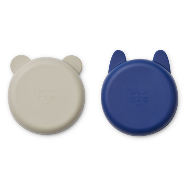 Liewood Vanessa Snackschale „Nebelgrau / Surf blue mix“, Silikon, 2er-Set, ø15cm – Bild 3